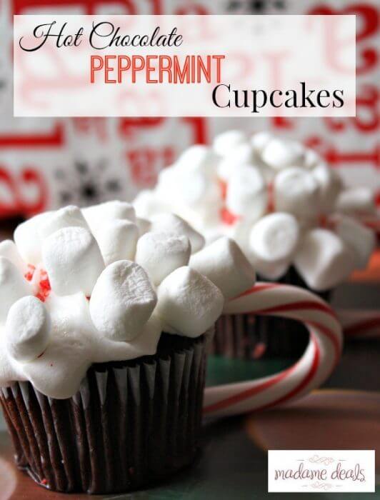 Hot chocolate peppermint cupcakes