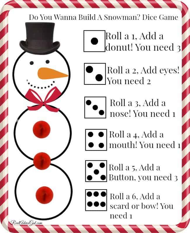 DIY Snowman On A Stick FREE Printable Dice Game