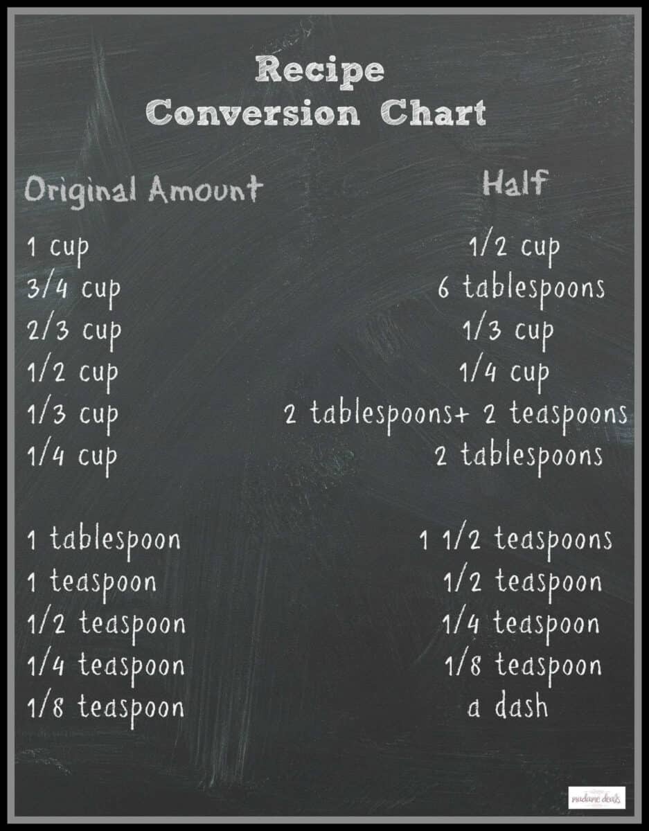 Half A Recipe Chart